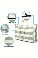 Striped Waterproof Canvas Large Capacity Tote Bag