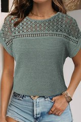 Lace Waffle Short Sleeve Top