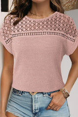 Lace Waffle Short Sleeve Top