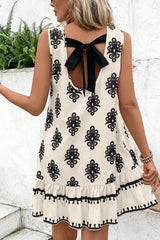 Geometric Bowknot Back Mini Dress