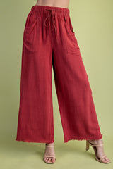 Frayed Cropped Wide Leg Pants