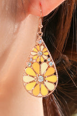 Boho Flower Rhinestone Drop Earrings