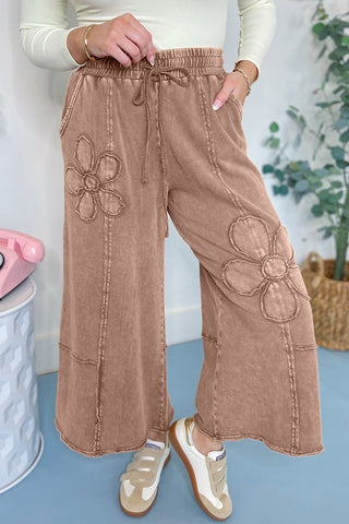 Flower Patch Mineral Washed Cropped Wide Leg Pants