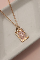 Sunburst Square Cross Pendant Necklace