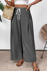 Elastic Waist Wide Leg Pants