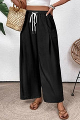 Elastic Waist Wide Leg Pants