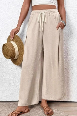 Elastic Waist Wide Leg Pants