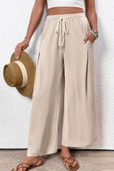 Elastic Waist Wide Leg Pants