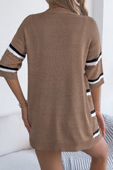 Open Front Stripe Short Slv Cardigan