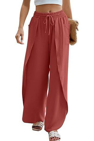 Side Slit Wide Leg Pants