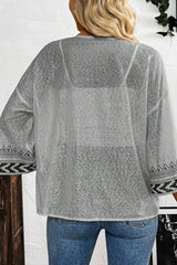 Printed Flared Sleeve Cardigan