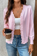 Trim Detail V-neck Button Up Cardigan