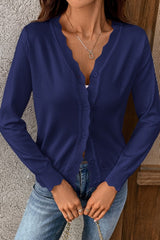 Trim Detail V-neck Button Up Cardigan