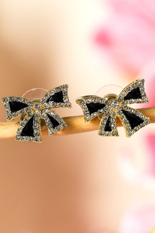 Rhinestone Bow Stud Earrings