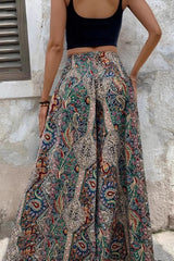 Boho Print High Waist Wide Leg Pants
