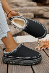 Contrast Stitch Detail Plush Winter Clog Slippers