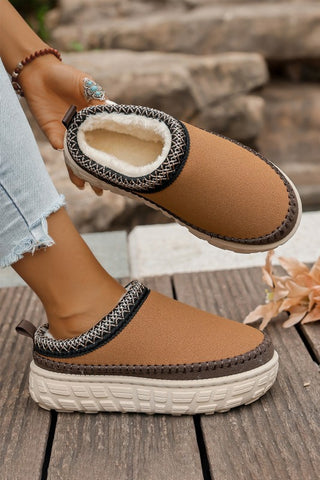 Contrast Stitch Detail Plush Winter Clog Slippers