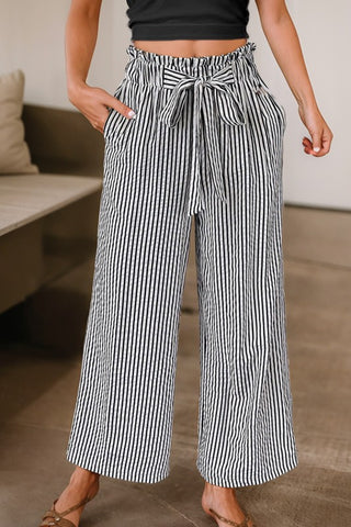Stripe Tie Waist Pants