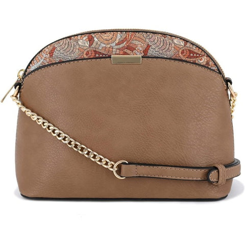 Paisley Accent Dome Crossbody Bag With Chain Strap