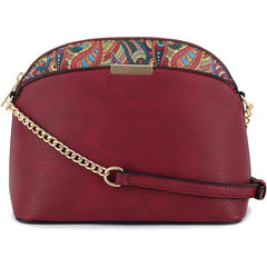 Paisley Accent Dome Crossbody Bag With Chain Strap