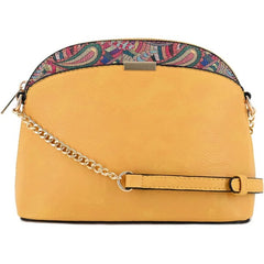 Paisley Accent Dome Crossbody Bag With Chain Strap