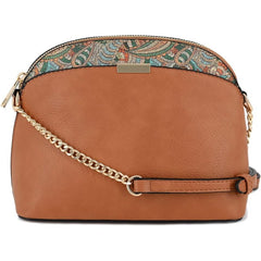 Paisley Accent Dome Crossbody Bag With Chain Strap