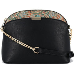 Paisley Accent Dome Crossbody Bag With Chain Strap