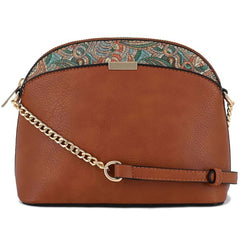 Paisley Accent Dome Crossbody Bag With Chain Strap