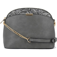 Paisley Accent Dome Crossbody Bag With Chain Strap