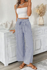 Stripes Waist Tie Pants