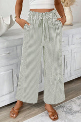 Stripes Waist Tie Pants