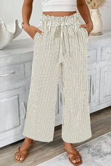 Stripes Waist Tie Pants