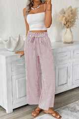Stripes Waist Tie Pants
