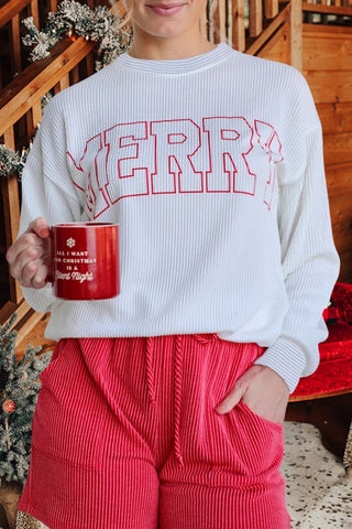 MERRY Graphic Long Sleeve Loose Top