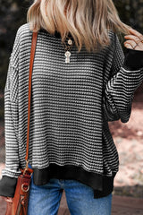 Ribbed Trim Drop Shoulder Long Sleeve OVERSIZED Top