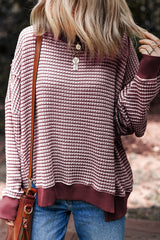 Ribbed Trim Drop Shoulder Long Sleeve OVERSIZED Top