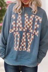 Game Day Checkered Graphic Oversize Sweatshirt