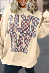 Game Day Checkered Graphic Oversize Sweatshirt