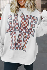 Game Day Checkered Graphic Oversize Sweatshirt