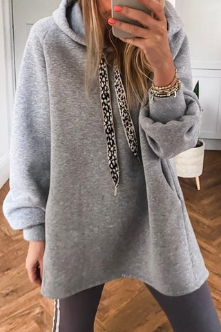 Contrast Drawstring Raglan Sleeve Pocketed Hoodie