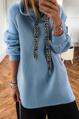Contrast Drawstring Raglan Sleeve Pocketed Hoodie