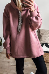 Contrast Drawstring Raglan Sleeve Pocketed Hoodie