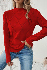 Diamond Jacquard Solid Color Knitted Sweater