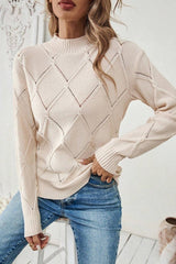 Diamond Jacquard Solid Color Knitted Sweater