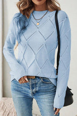 Diamond Jacquard Solid Color Knitted Sweater