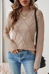 Diamond Jacquard Solid Color Knitted Sweater