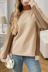 Color Blocking Long Sleeved Waffle Top
