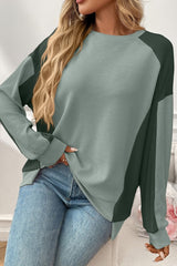 Color Blocking Long Sleeved Waffle Top