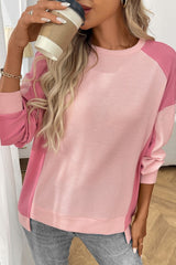 Color Blocking Long Sleeved Waffle Top
