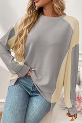 Color Blocking Long Sleeved Waffle Top